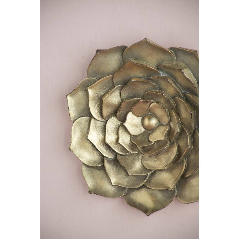Modern Piece Succulent Wall Decor with Gold Finish Unique Textured Design, for Home and Office Decor