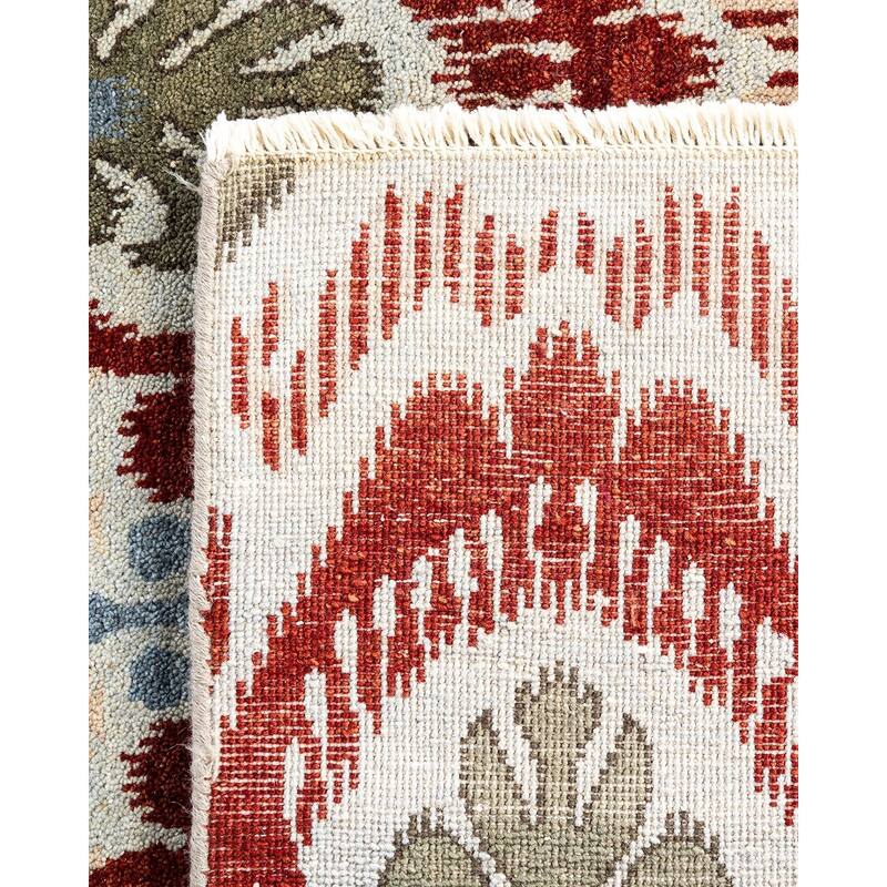 Ikat One-of-a-Kind Hand-Knotted Area Rug - Green, 8' 2" x 10' 1" - 8' 2" x 10' 1"