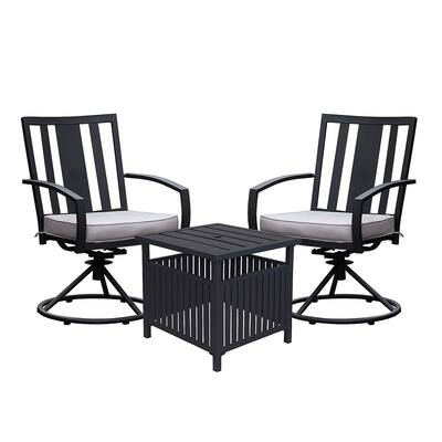 3 Piece Outdoor Wicker Patio Bistro Set with Patio Swivel Rocker Chair