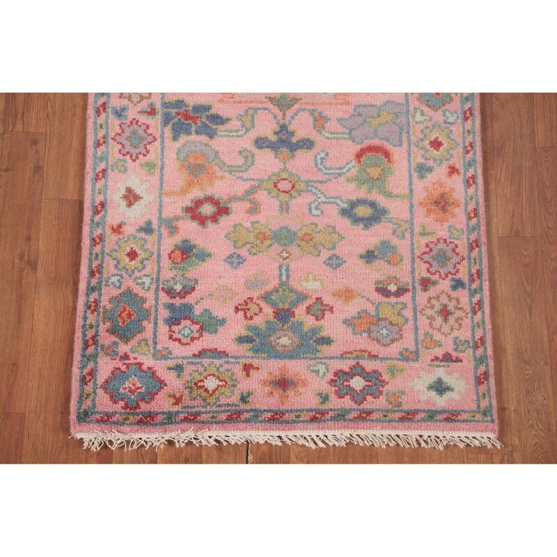 All-Over Pink Oushak Oriental Accent Rug Wool Carpet - 2'8"x 5'10"