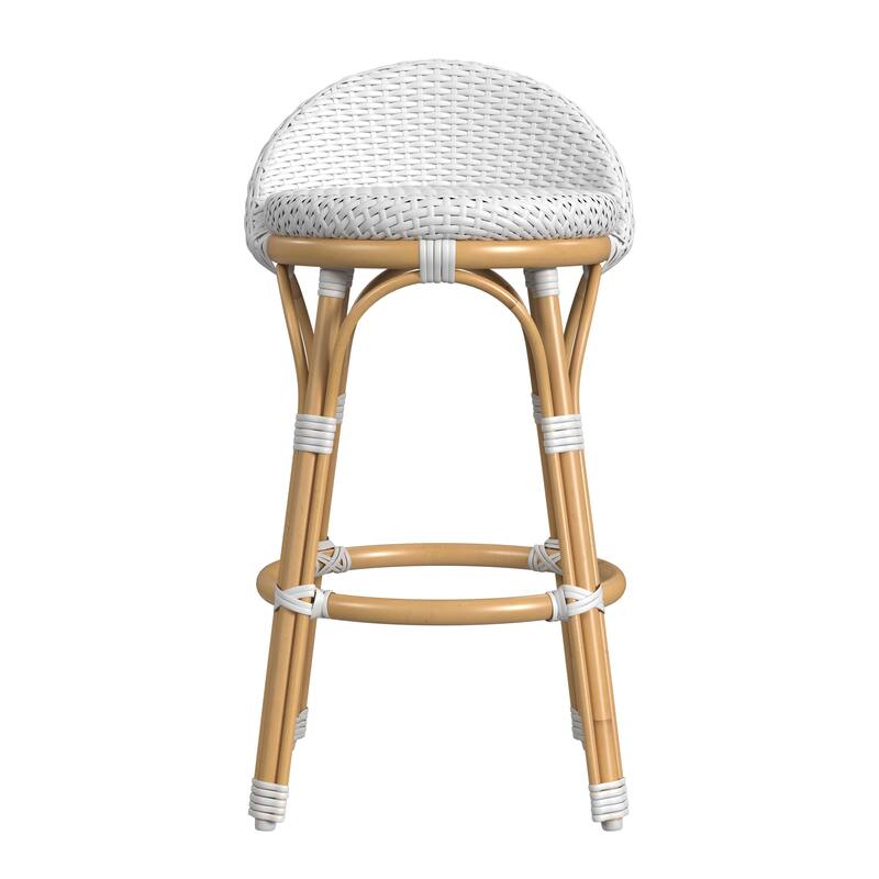 Tobias Outdoor Rattan and Metal Low Back Counter Stool