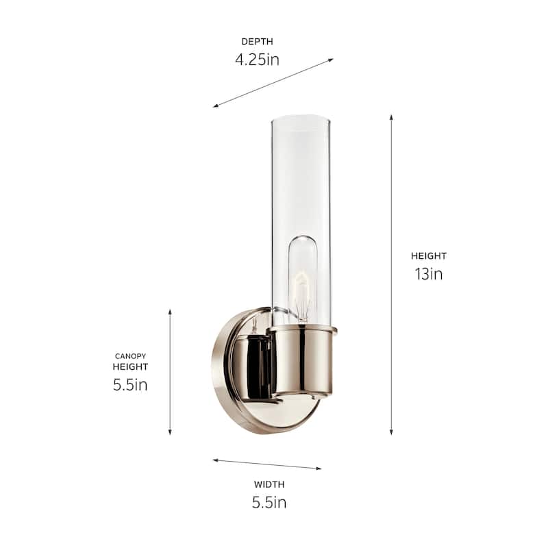 Aviv 1-Light Wall Sconce with Clear Glass Shade