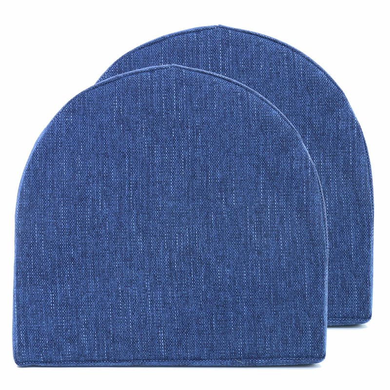 Sweet Home Collection U-Shape High Density Memory Foam Chair Pads with Ties - Set of 2 - Navy
