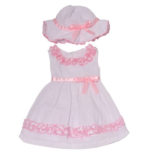 Bonnie Jean Baby Girls White Pink Trim Ribbon Accent Hat Easter Dress Overstock 28293279