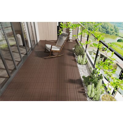 12" Patio DIY Module Interlocking Decking Tiles Floor Tile,Easy and Quick Installation Court Tiles for Porch Poolside Balcony