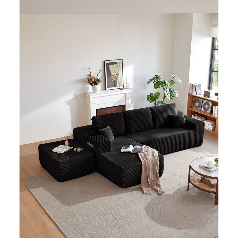 104"Cloud Sectional Couch with U-Shaped Chaise,and Side Pockets,Modern Modular Sofa with Deep Seat, Upholstered