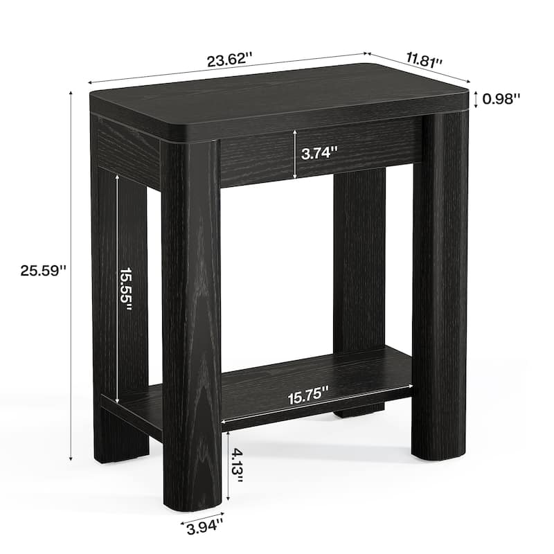 23.6'' Farmhouse Rectangle End Table with Storage Shelf