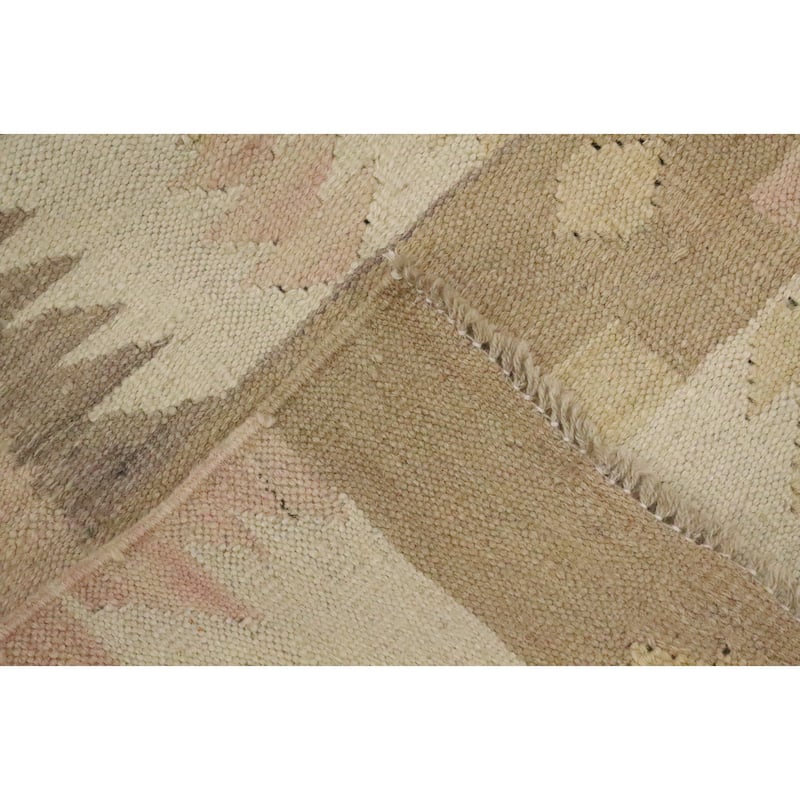 Hand Woven Oriental 100% Wool Carpet Southwestern Tribal Beige & Ivories Kilim Area Rug - 6' 6'' X 4' 0''