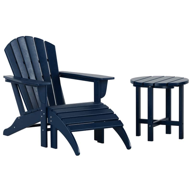 Altura Outdoor Eco-Friendly All Weather Adirondack Chair with Ottoman and Side Table (3-Piece Set)