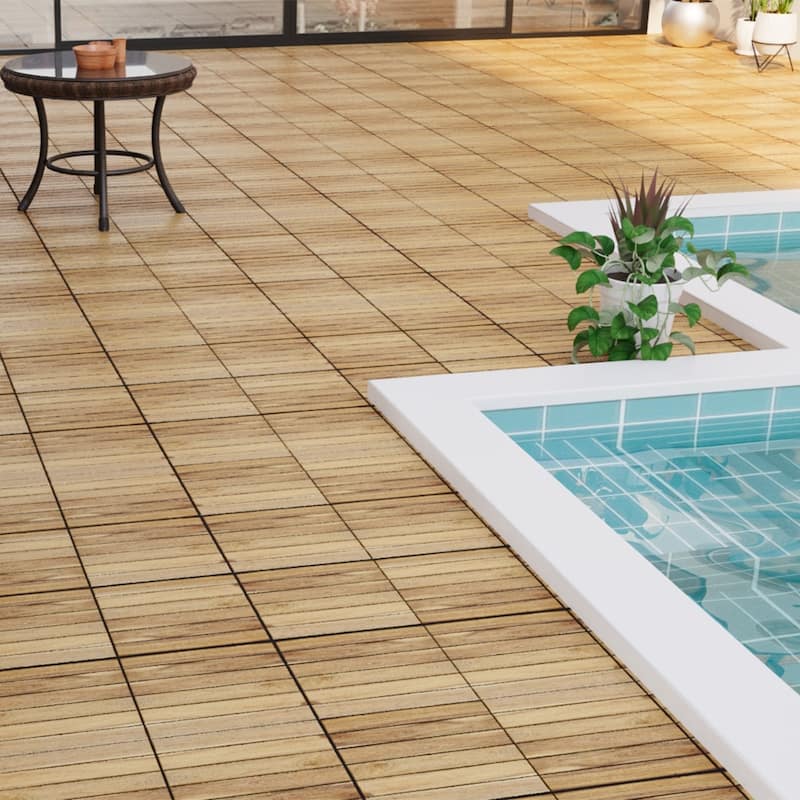 1 ft. x 1 ft. Acacia Wood Outdoor Interlocking Deck Tiles, Box of 20