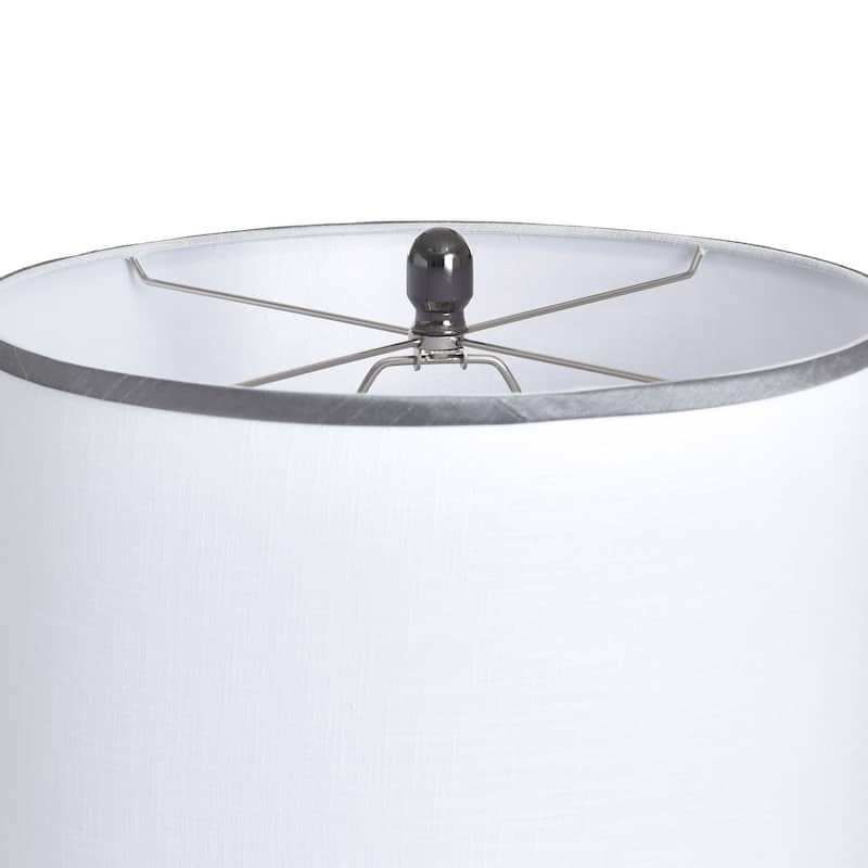 StyleCraft Coralie Glass Table Lamp - Hayla Silver - White Shade