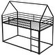 preview thumbnail 6 of 26, Twin House Bunk Bed with Slide, Ladder, and Guardrails, Metal Frame, Black