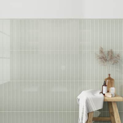 Apollo tile 2" x 16" Horizonte Glossy Soft Mint Green Ceramic Tile (10.76 sq ft/case) - 50 Pack