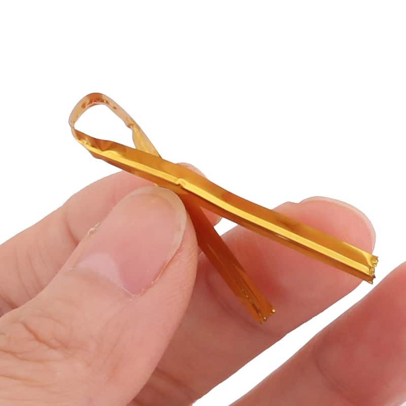 Gift DIY Candy Biscuit Bag Lollipop Packing Sealing Twist Ties Gold Tone 300pcs - Gold Tone