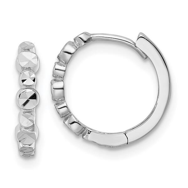 Solid 14k White Gold Twisted Hoop Earrings 1.5mm x 13mm 