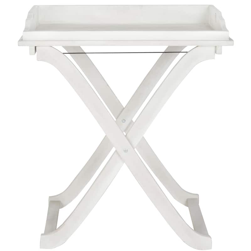 SAFAVIEH Outdoor Anastasiia Acacia Wood Folding Tray Table - 19Wx27Dx32H - Antique White