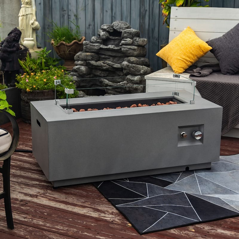 42" Rectangular Steel Propane Gas Fire Pit with 50000 BTU
