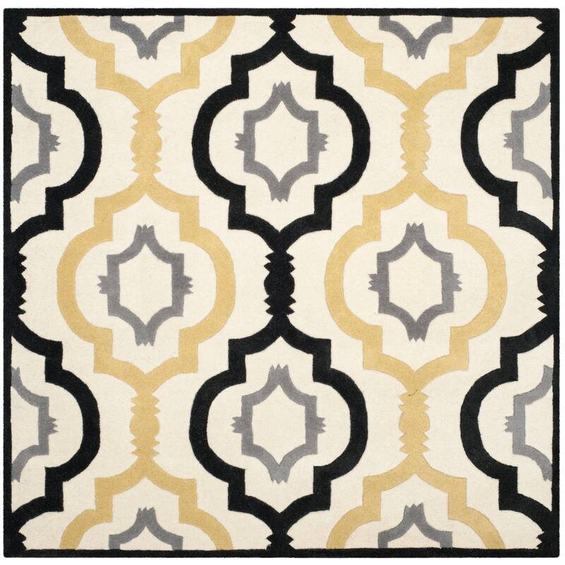 SAFAVIEH Handmade Chatham Vaka Modern Wool Rug - 7' Square - Ivory/Multi