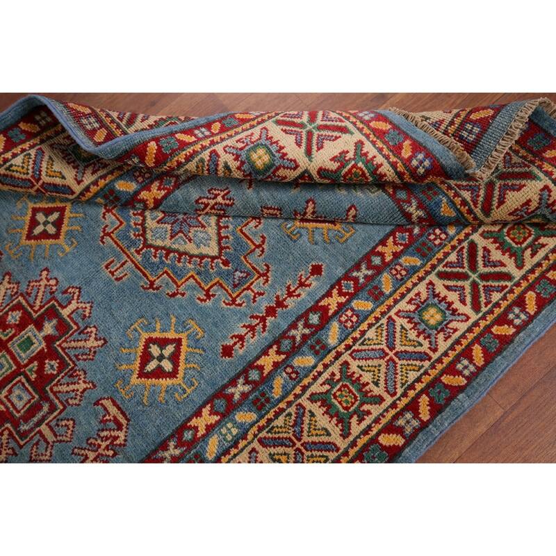 Blue Kazak Oriental Accent Rug Handmade Wool Carpet - 3'4" x 5'0"