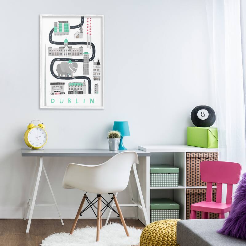 Stupell Dublin Whimsical Travel City Framed Giclee Art Design By Carla Daly