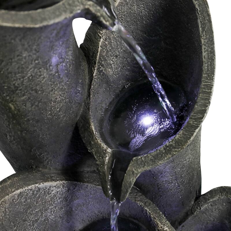 33.5"H Portable Waterfall Fountains w/LED - Indoor/Outdoor Meditation Decor