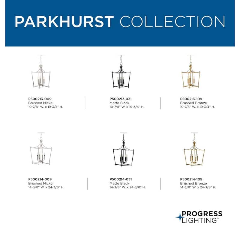Parkhurst Collection Brushed Bronze Four-Light Foyer - 7.090" x 18.310" x 18.310"