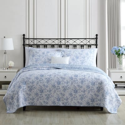 Laura Ashley Walled Garden Cotton Reversible Quilt Set