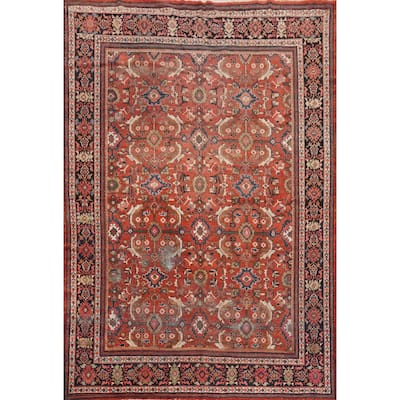 Hand Knotted Oriental 100% Wool Carpet Traditional Floral Oranges & Rust Malayer Area Rug - 12' 6'' X 10' 0''