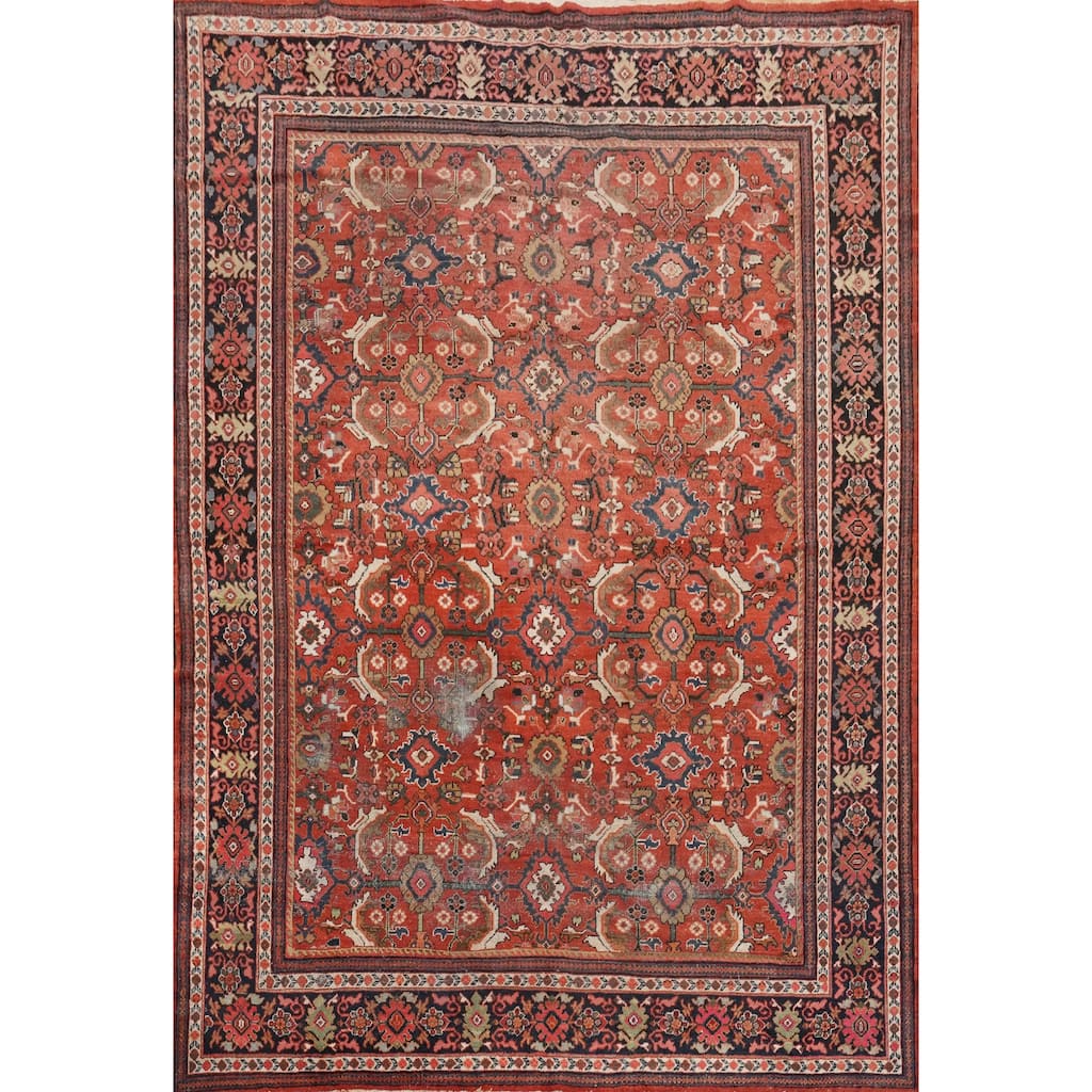 Hand Knotted Oriental 100% Wool Carpet Traditional Floral Oranges & Rust Malayer Area Rug - 12' 6'' X 10' 0''
