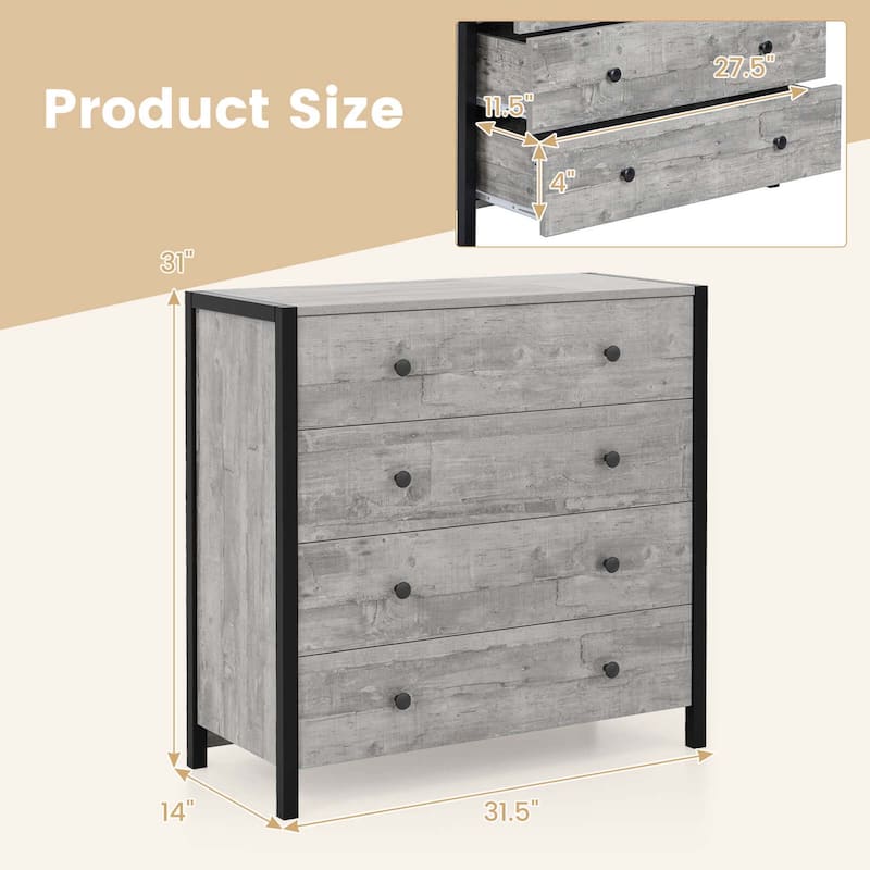 Costway 4-Drawer Dresser Modern Chest of Drawers Wooden Storage