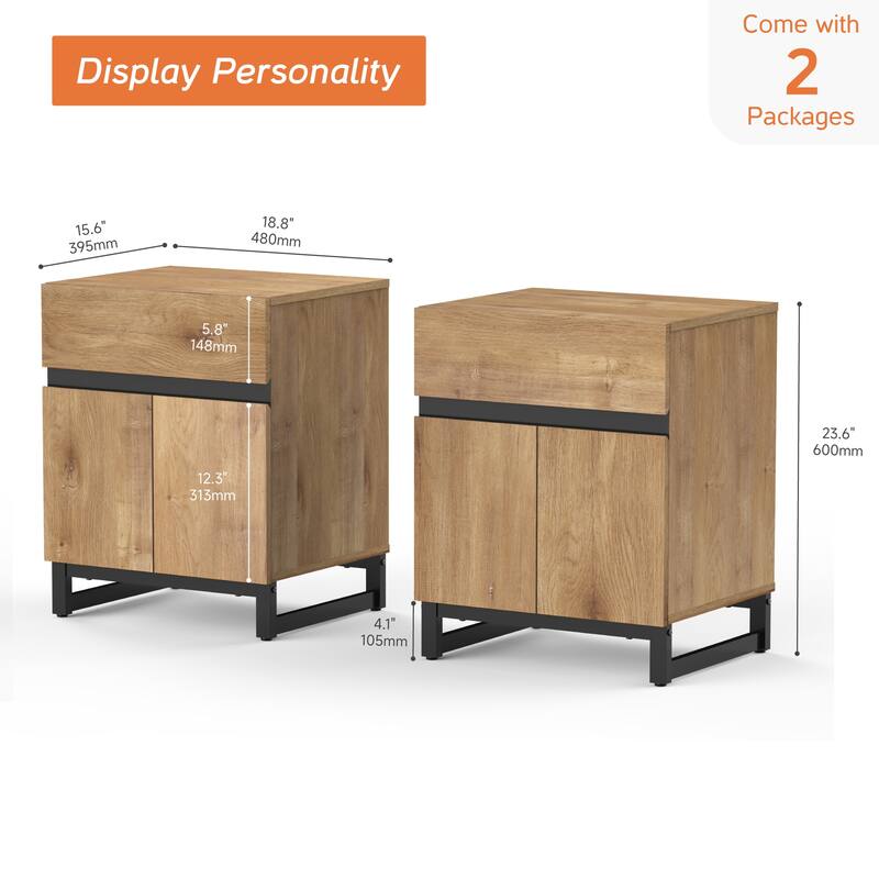 WAMPAT Modern End Table, Farmhouse Sofa Table, Wood Rustic Side End Table for Living Room, Nighstand for Bedroom