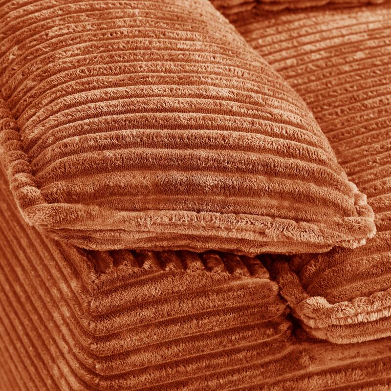 Rossetta Modern Modular Luxurious Corduroy-Fleece Fabric Double-Layer Cushion Design Deep Seat Sofa with 1 Ottoman