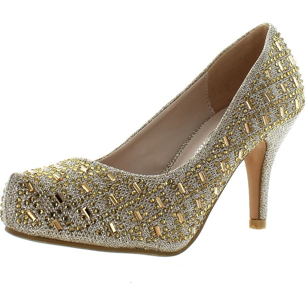 Bella Luna Myra Sparkle Crystal Gem Rhinestone Glitter Mesh Formal Evening Dress Pumps