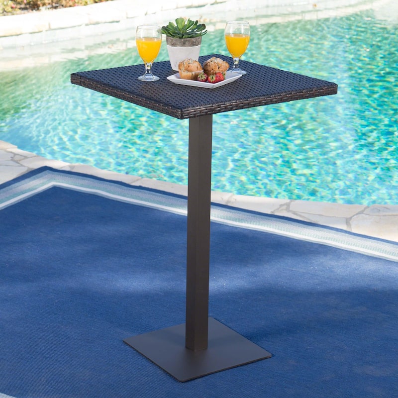 Dominic Outdoor Wicker 26-inch Square Bar Table by Christopher Knight Home - 26.00"L x 26.00"W x 40.00"H - Brown