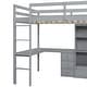preview thumbnail 7 of 9, Grey Modern Full Size Loft Bed with Built-in Desk, Storage Shelves and Drawers for Bedroom