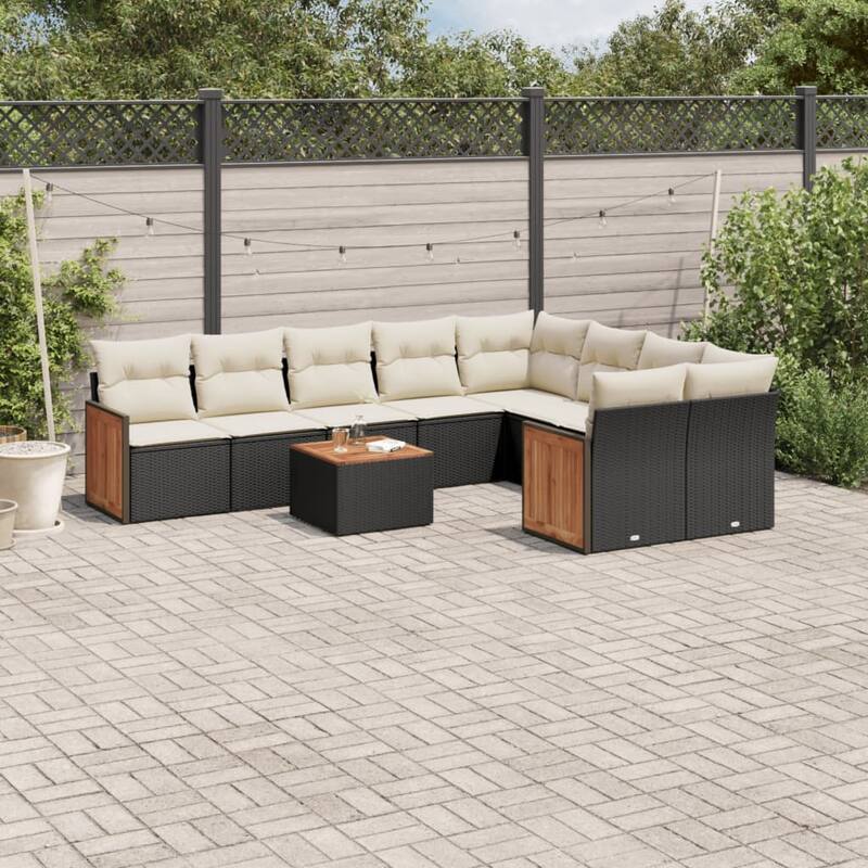 vidaXL Patio Sofa Set with Cushions Outdoor Conversation Furniture Poly Rattan