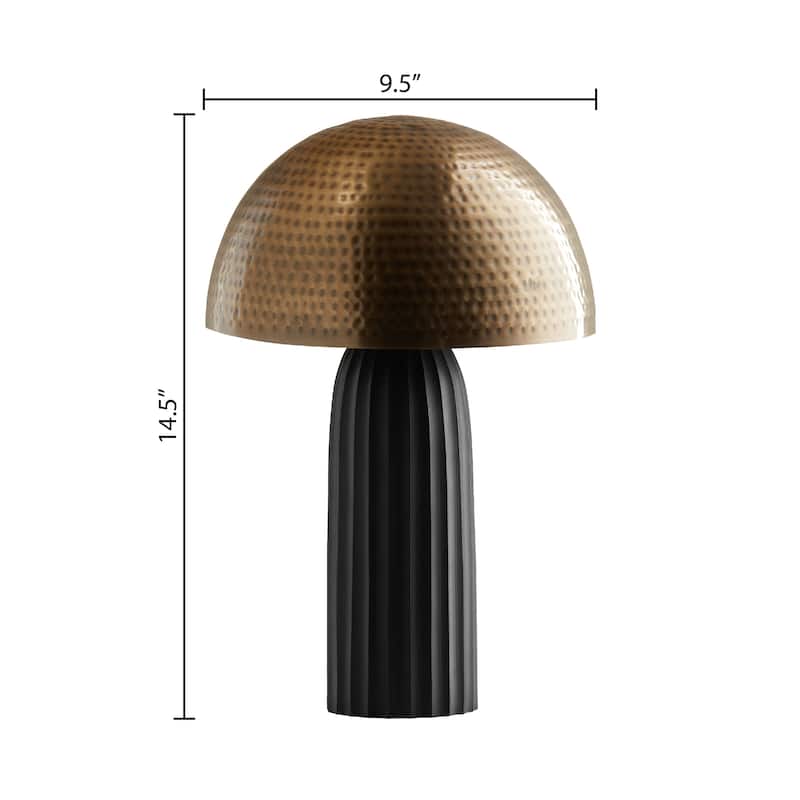 Fran River of Goods Black Metal and Brass Dome Shade 14.5-Inch Table Lamp - 9.5" x 9.5" x 14.5"