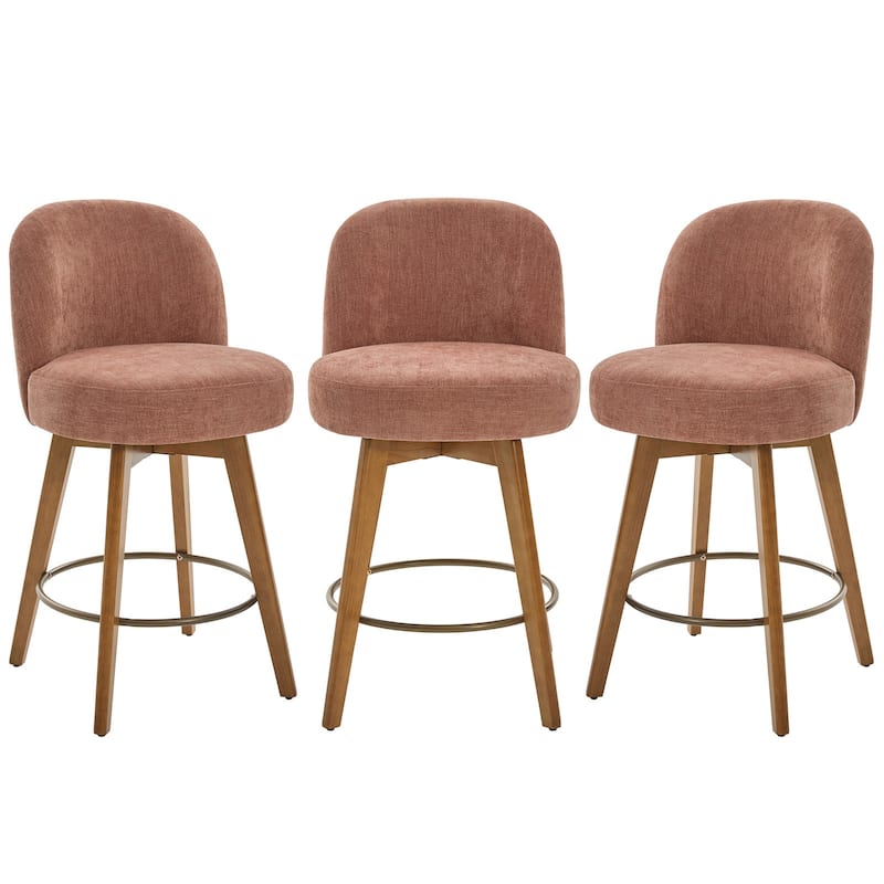 Fabric Upholstered Counter Height Swivel Bar Stools - 37.8"H x 19.7"W x 23.2"D