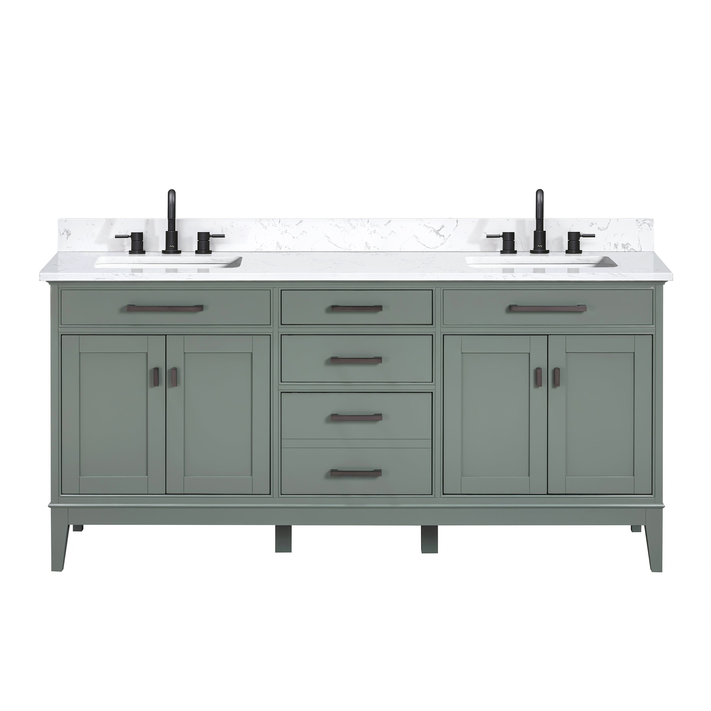 Madison 72 in. Double Sink Bathroom Vanity with Engineered Stone