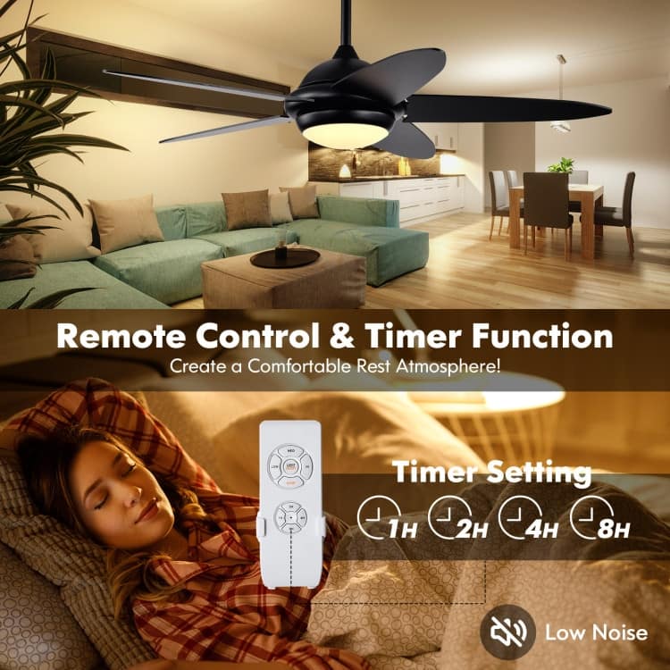 52 Inch Ceiling Fan with Lights and 3 Lighting Colors - 52" (D)