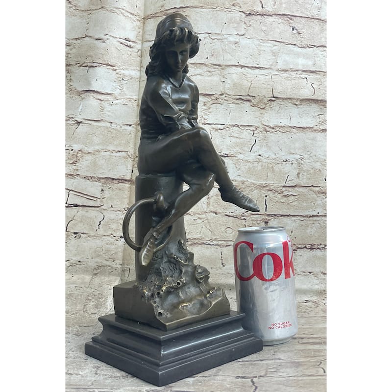 Handmade Bronze Boy Reading Book Book Sculpture Figurine Figure Statue Art