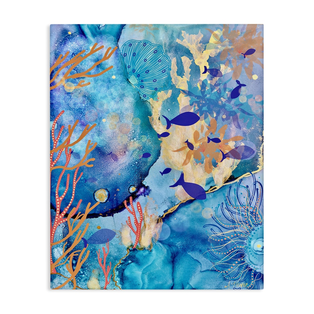 Stupell Coral & Sea Life Collage Canvas Wall Art Design By Amy Tieman
