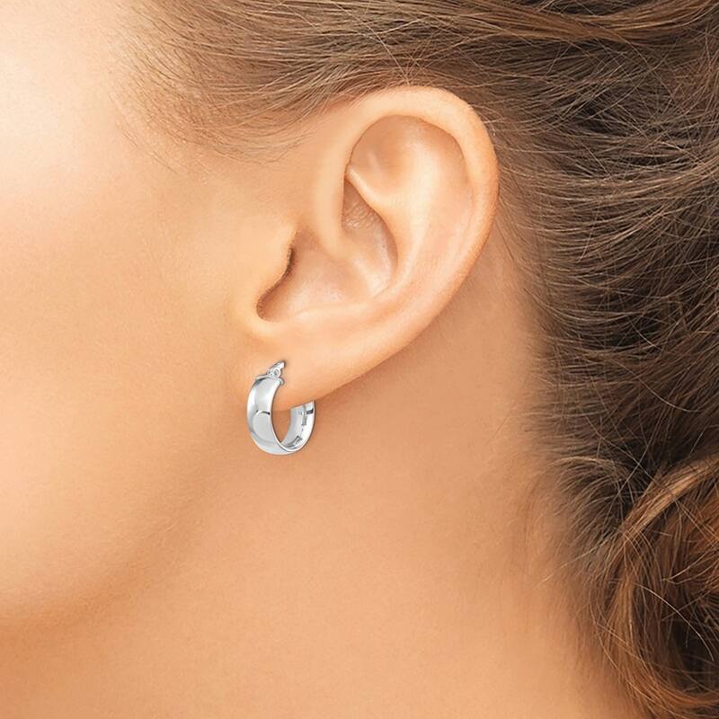 Curata 14k White Gold High Polished Hoop Earrings