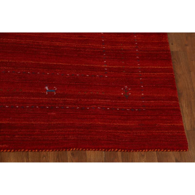 Tribal Gabbeh Indian Area Rug Hand-Knotted Modern Wool Carpet - 6'6" x 9'6"