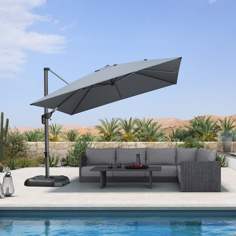 PURPLE LEAF 10 ft Square 360 Degree Rotation Patio Cantilever Umbrella