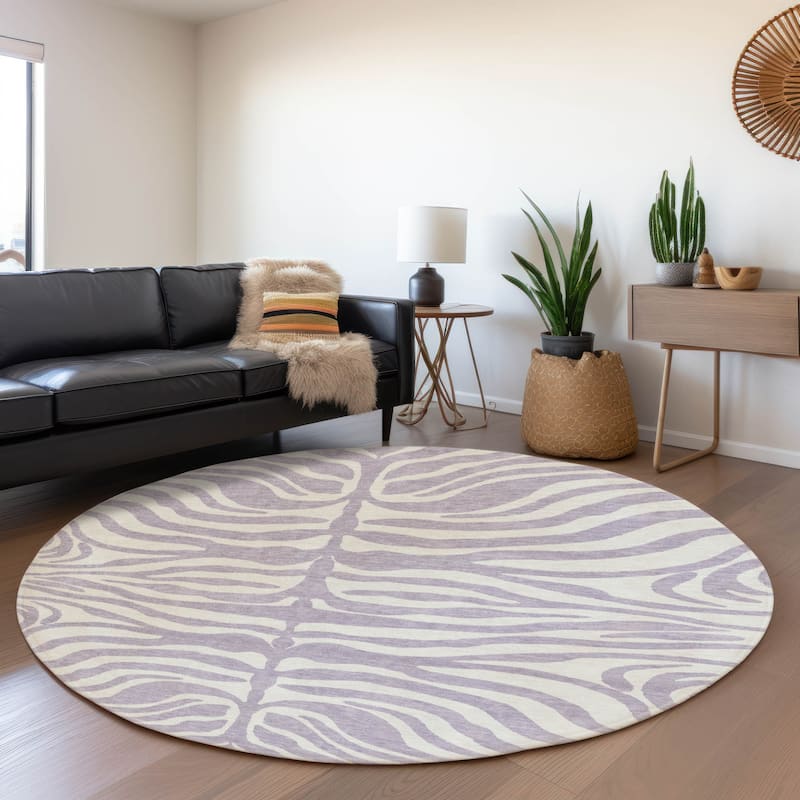 Premium Washable Super Soft Zebra Print Mayfield Rug - Lavender - 8' x 8'