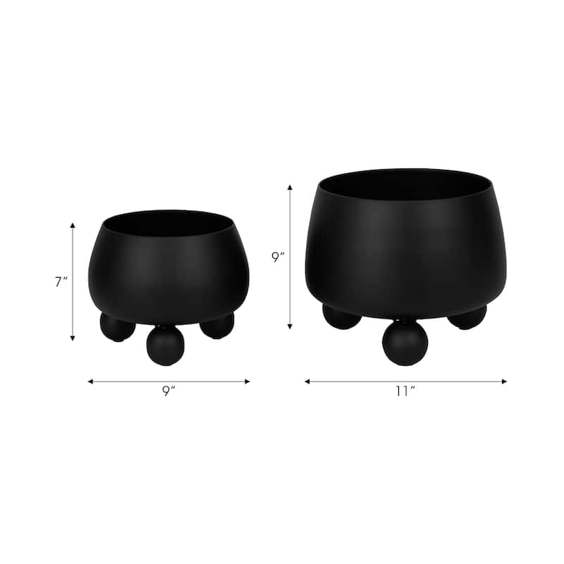 Sagebrook Home Iron Ball-Footed Planters - Enhance Your Space With Elegance - 11" x 11" x 9"