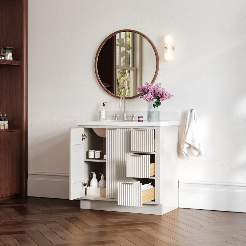 Ariel P37LWQOVO Milan 37" Free Standing Single Basin Vanity Set with