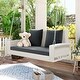 preview thumbnail 8 of 46, 2-Person Wicker Hanging Porch Swing with Chains,Cushion,Pillow, Rattan Swing Bench
