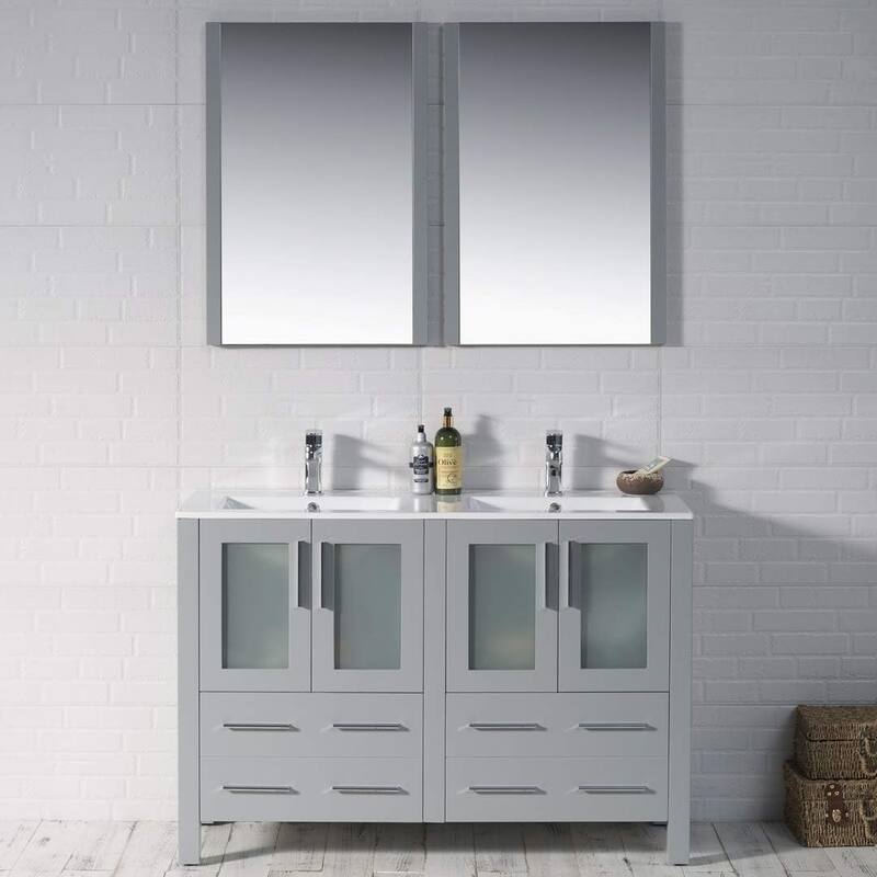 Blossom 48" Double Sink Bathroom Vanity with Ceramic Tops & Mirrors